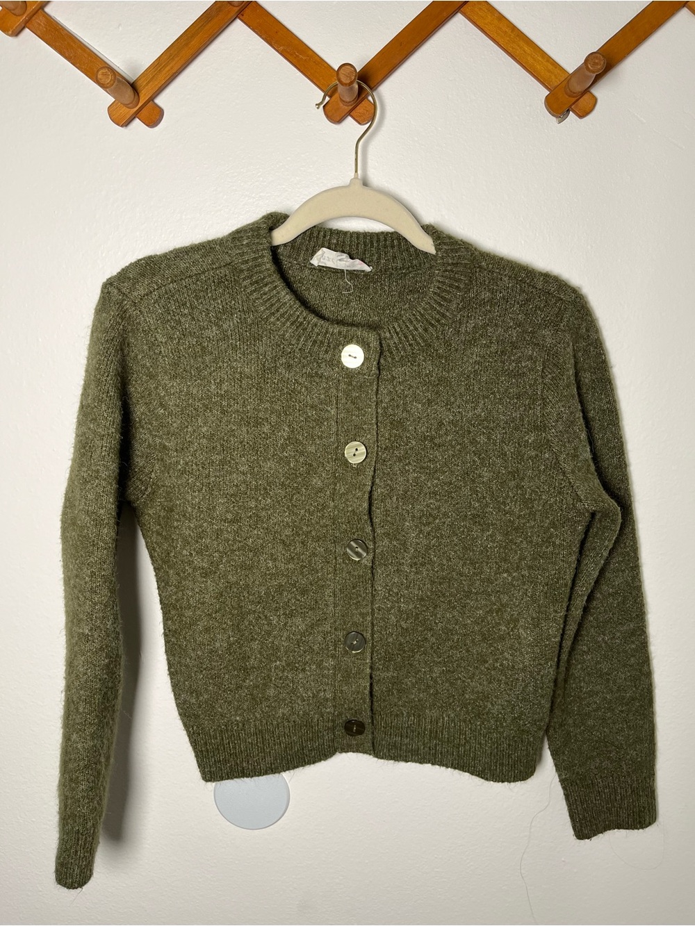 SIZE M Olive Green Button-Front Women's Sweater/ Cardigan